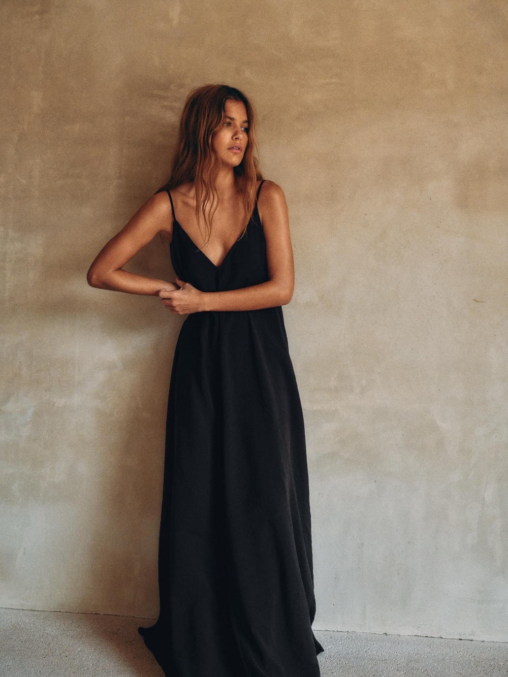 ZARA Black voluminous Slip Dress - Sleeveless V-Neck